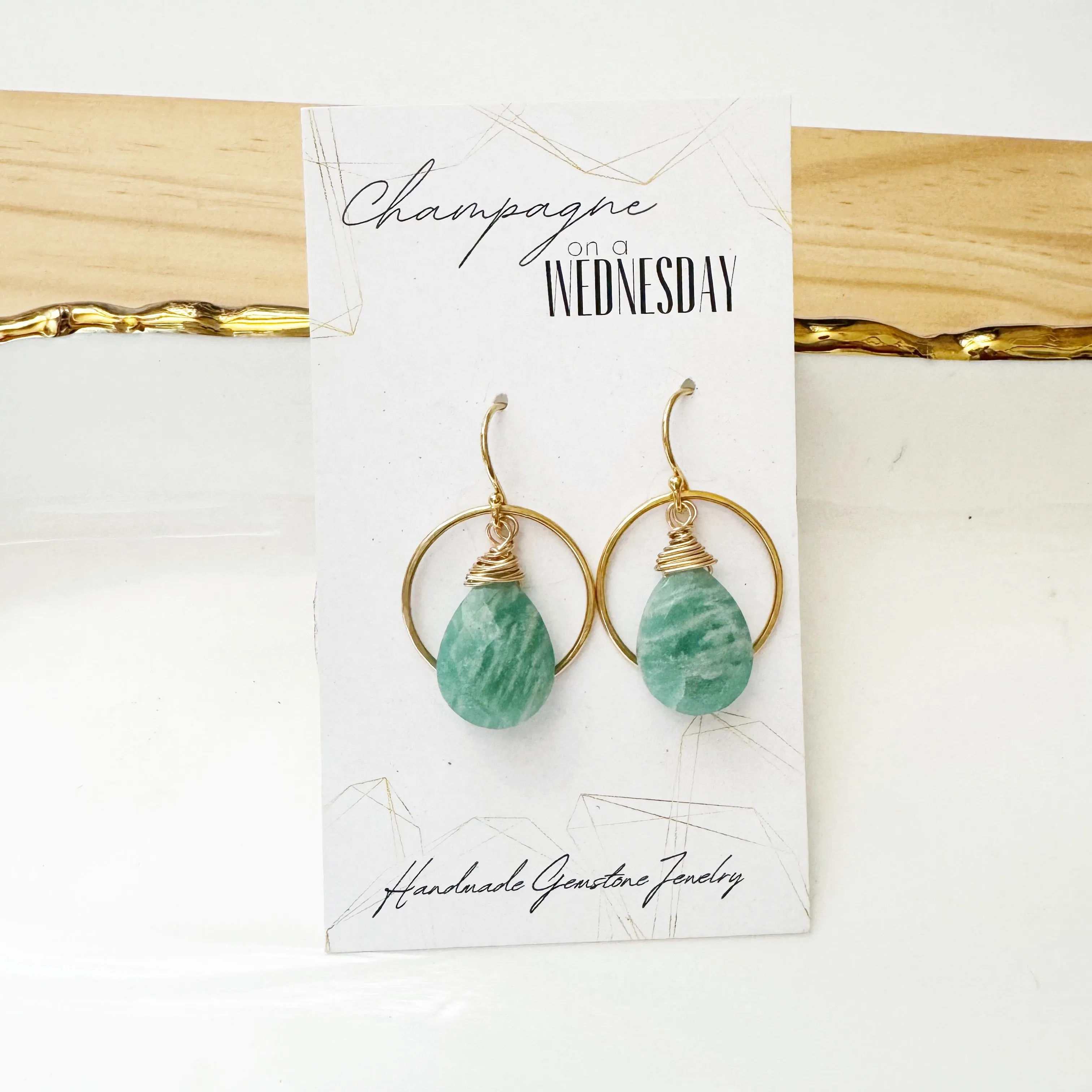 Amazonite Turquoise Earring in Gold