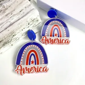 America Earrings - Fourth of July, Patriotic Earrings, Red White and Blue