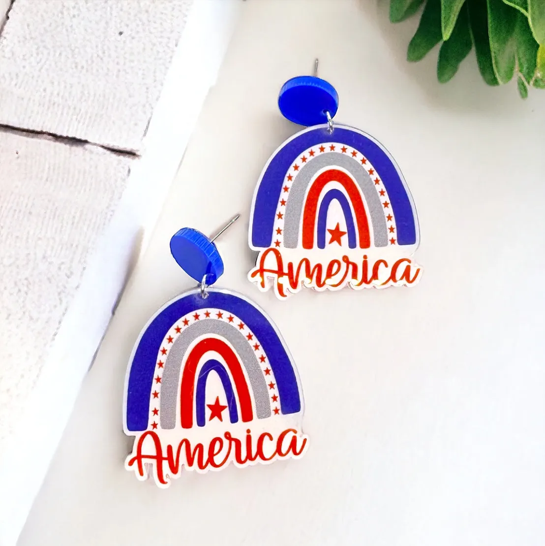 America Earrings - Fourth of July, Patriotic Earrings, Red White and Blue