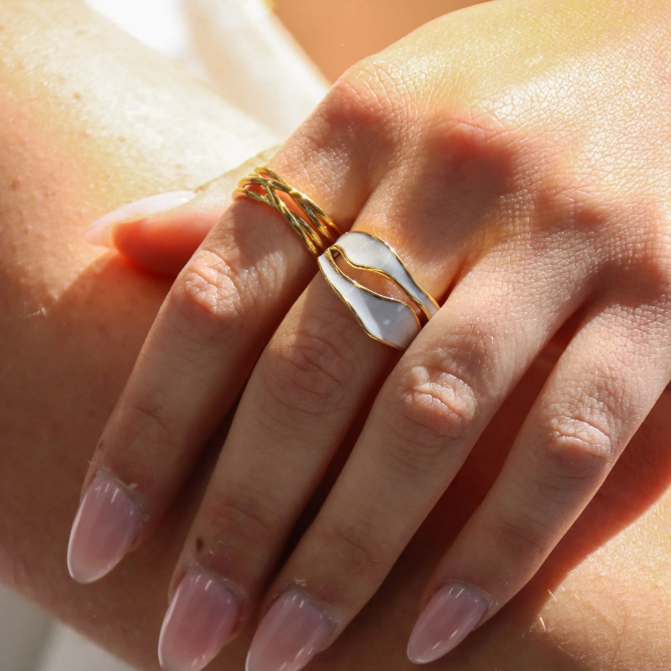 Amira | Gold Plated Multi Layer Adjustable Ring