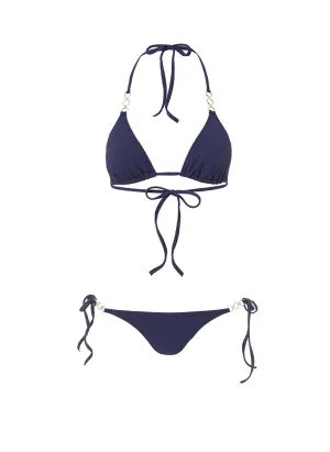 Anguilla Navy Zigzag Triangle Triple Ring Bikini