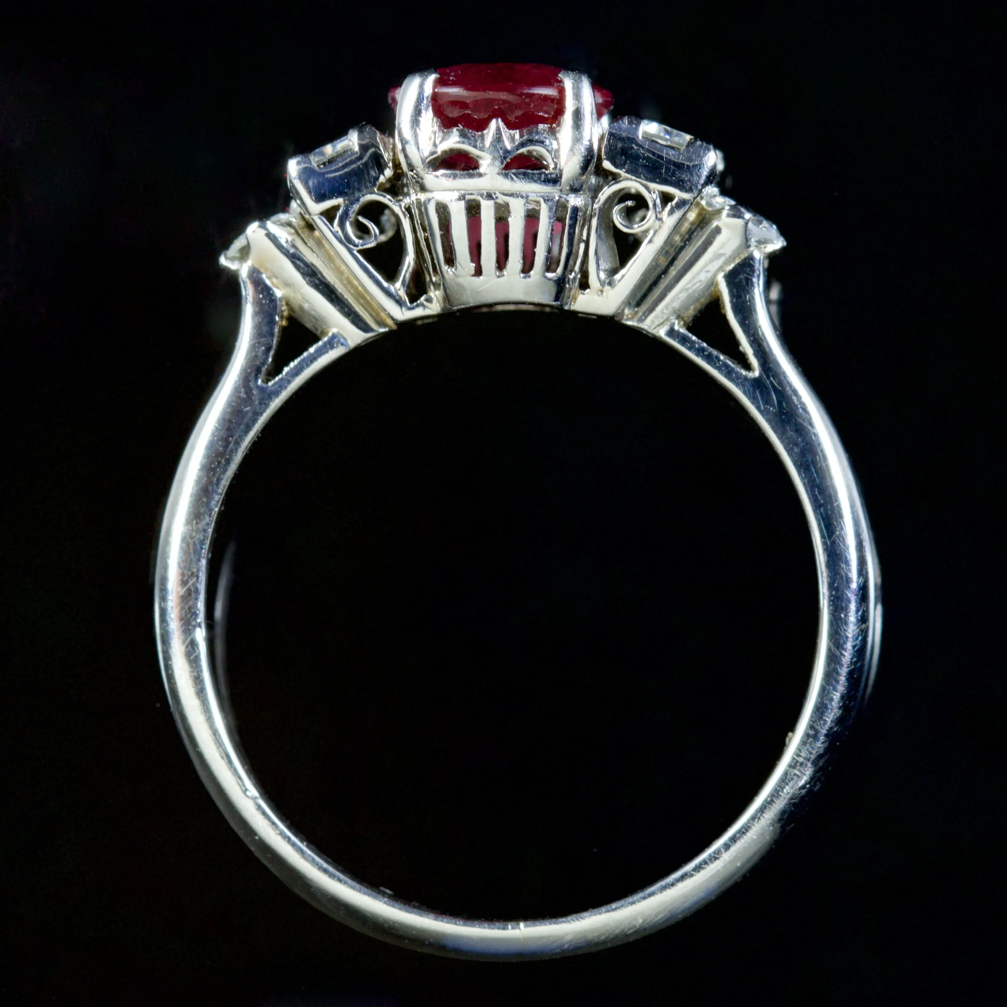 Antique Edwardian Diamond Ruby Ring Platinum Circa 1915