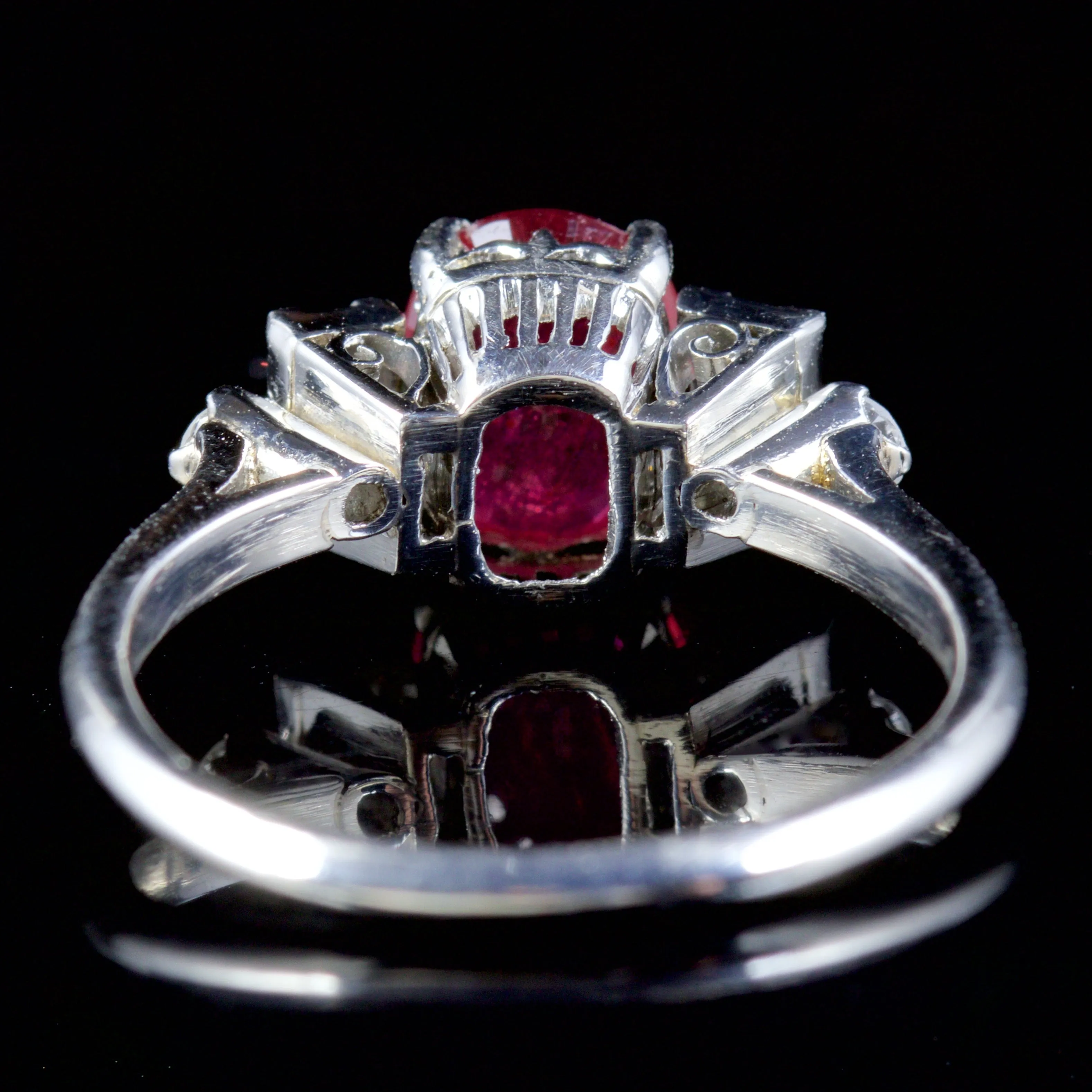 Antique Edwardian Diamond Ruby Ring Platinum Circa 1915