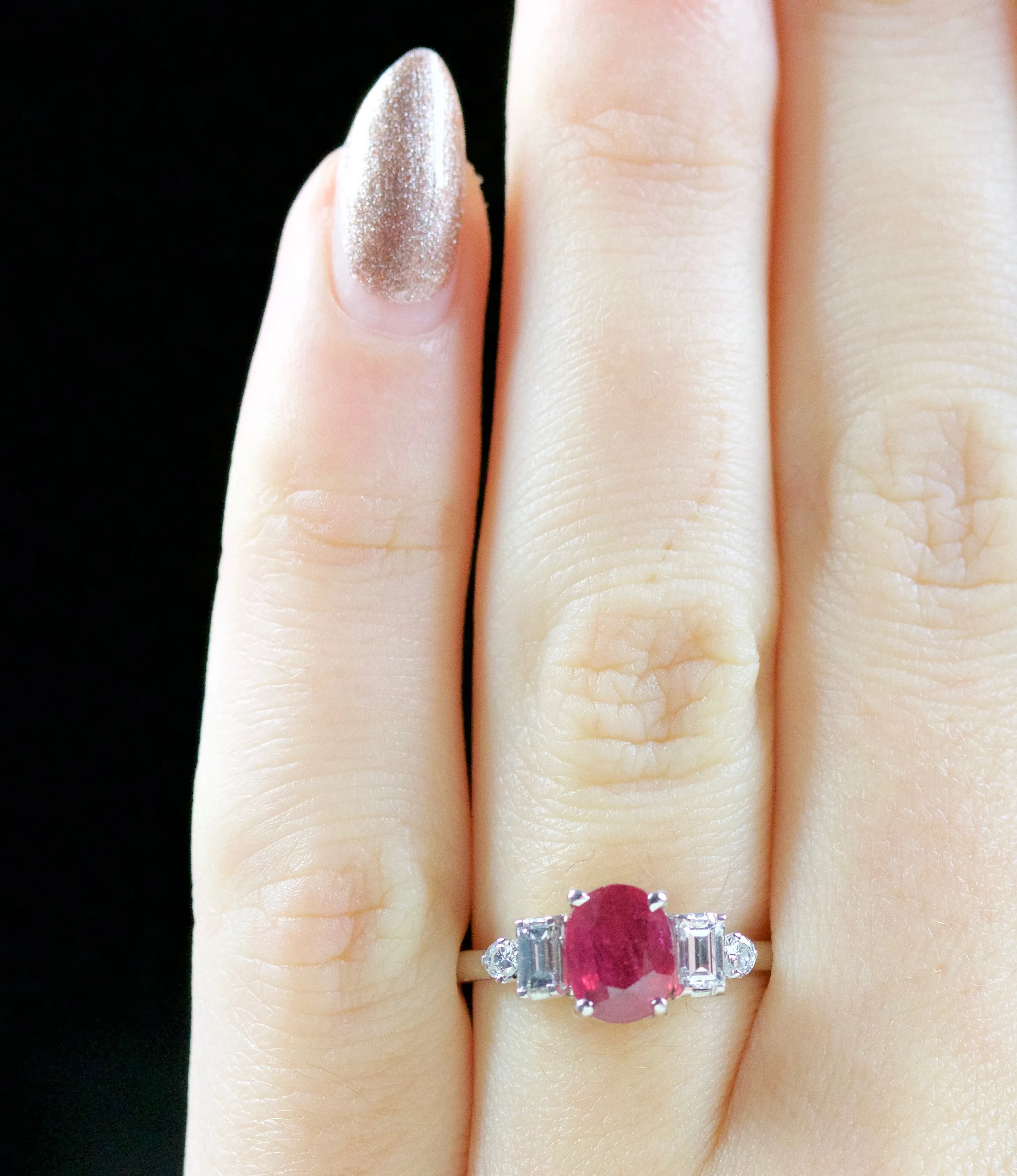 Antique Edwardian Diamond Ruby Ring Platinum Circa 1915