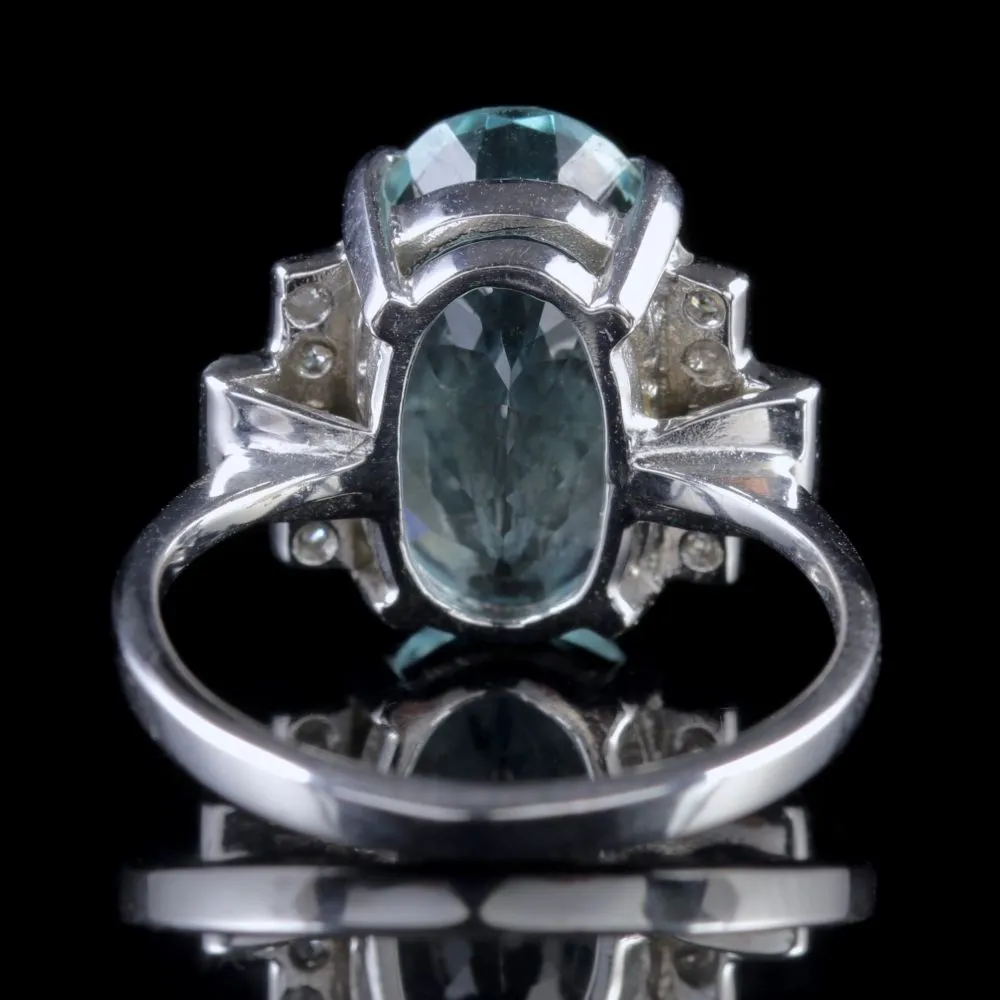 Aquamarine Diamond Engagement Ring 18Ct White Gold