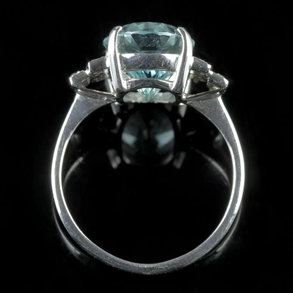 Aquamarine Diamond Engagement Ring 18Ct White Gold