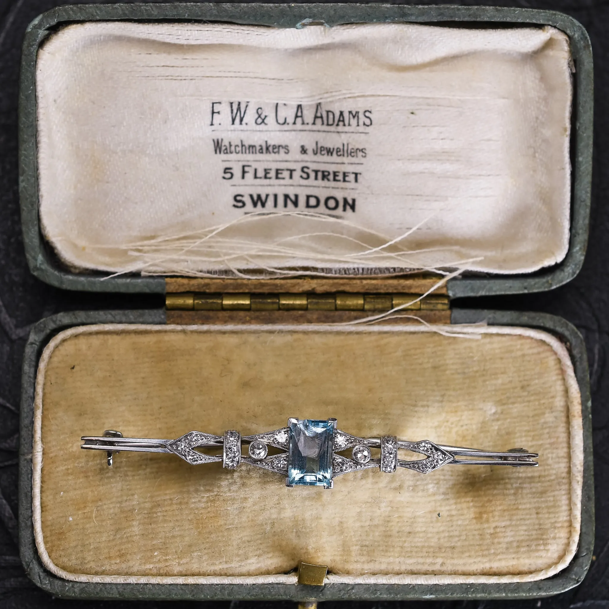 Art Deco Aquamarine & Diamond Brooch