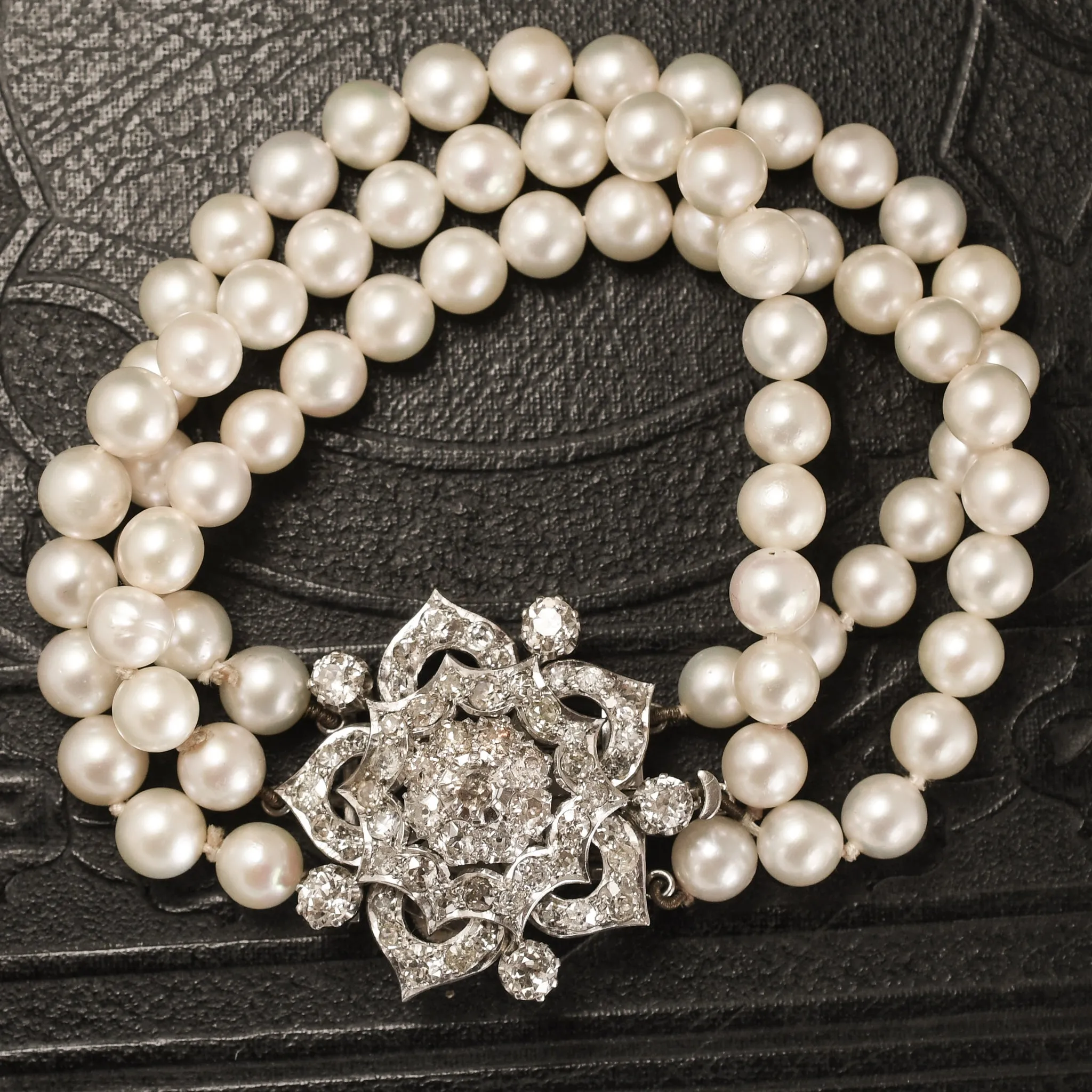 Art Deco Convertible Pearl & Old Cut Diamond Bracelet & Brooch