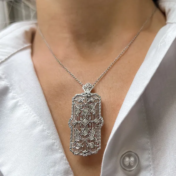 Art Deco Diamond Pin Pendant