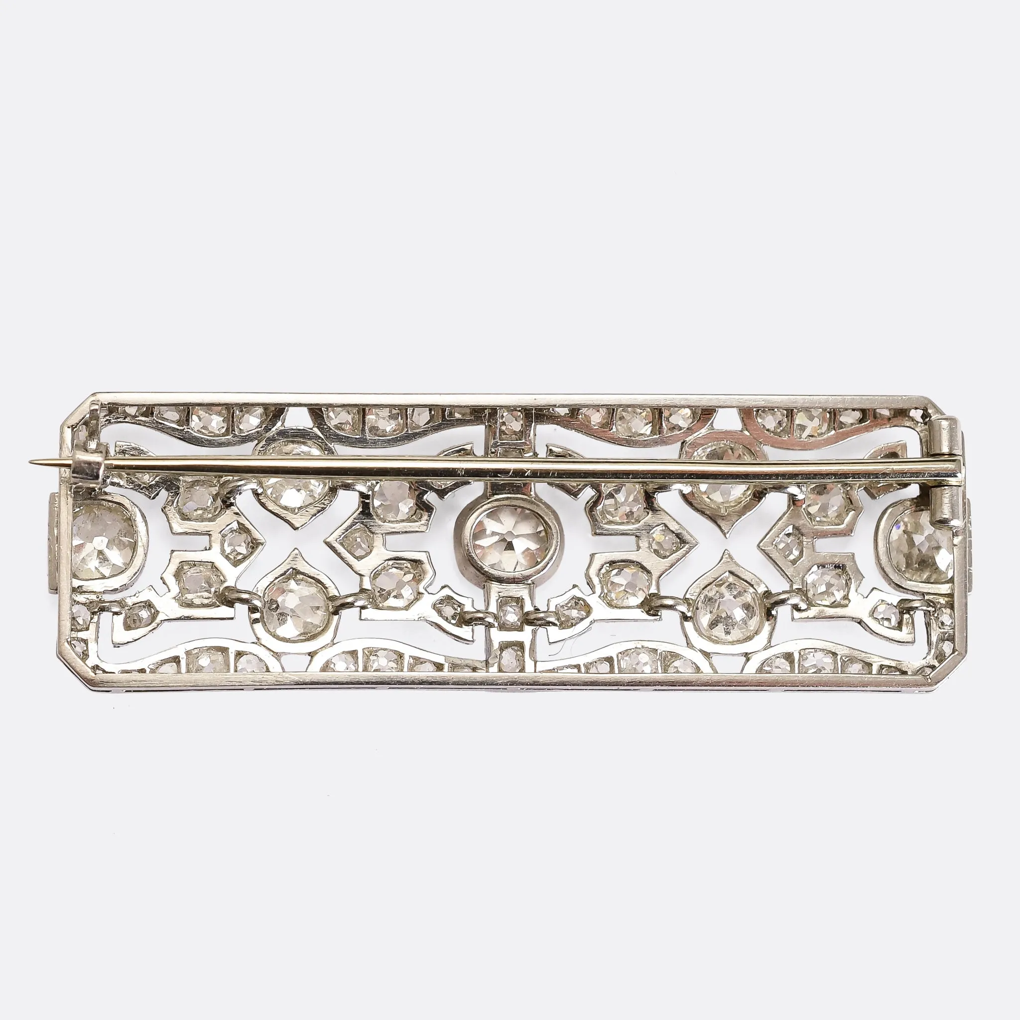 Art Deco Old Cut Diamond Panel Brooch