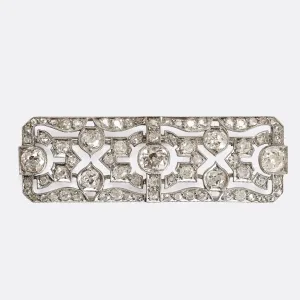 Art Deco Old Cut Diamond Panel Brooch