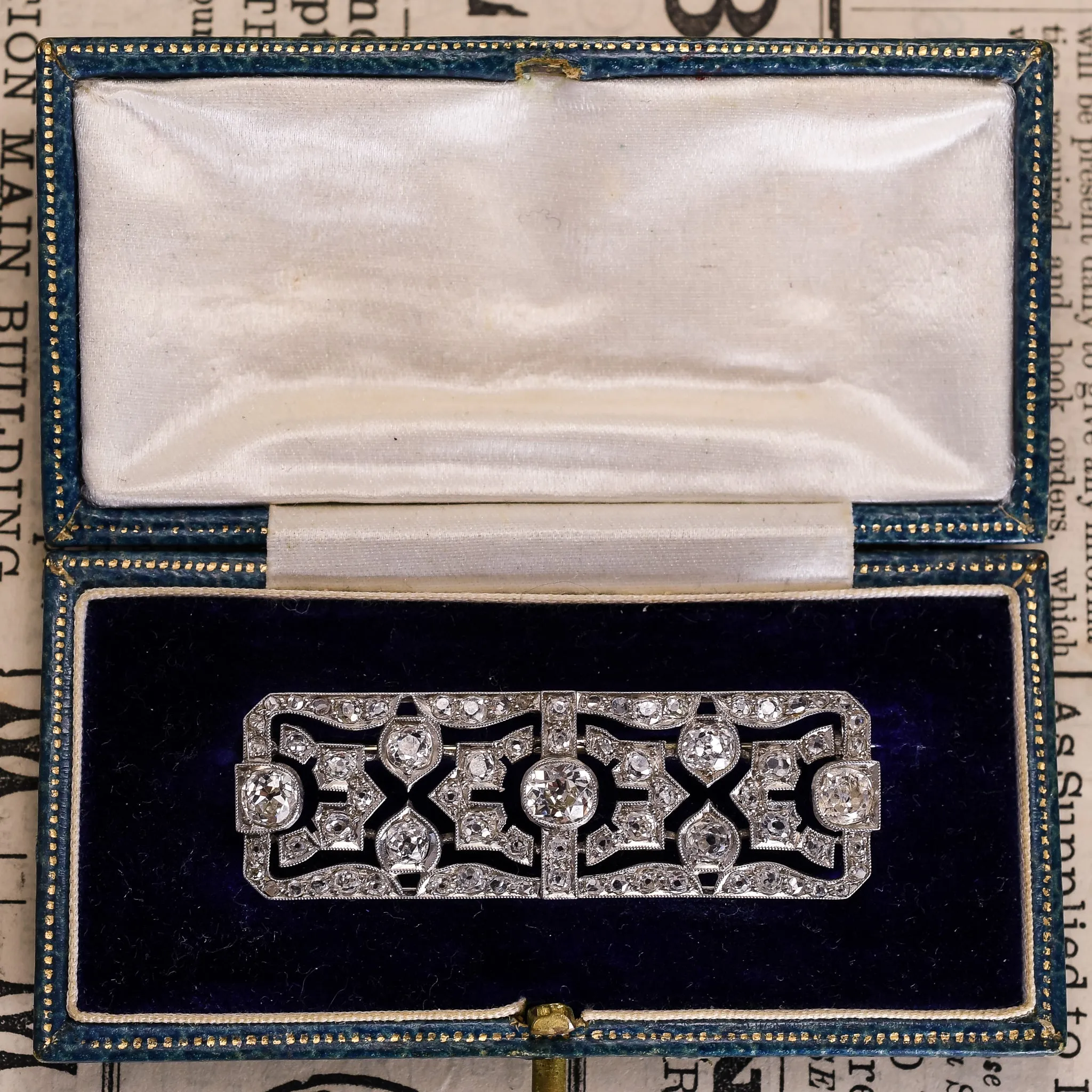 Art Deco Old Cut Diamond Panel Brooch