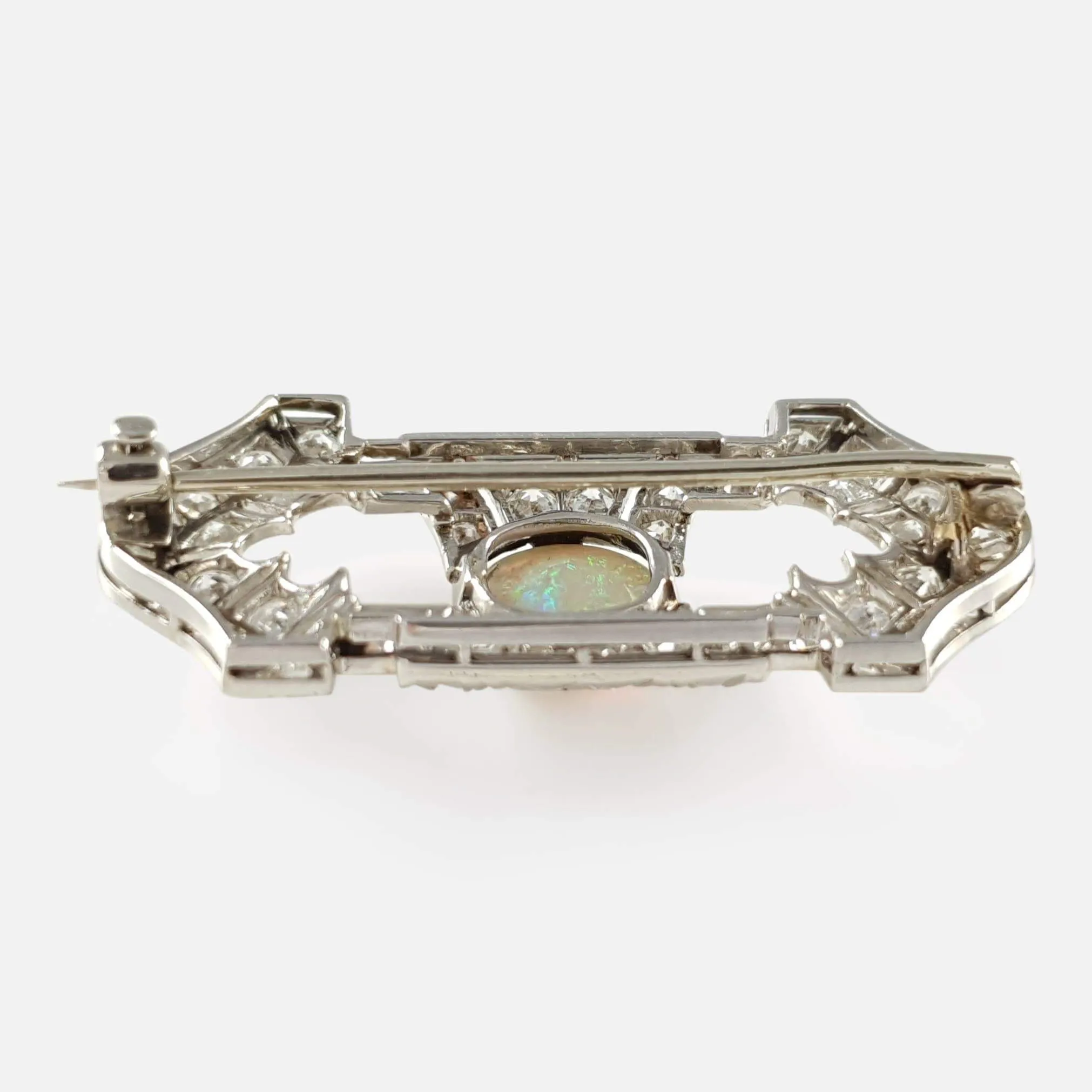 Art Deco Opal, Diamond, and Platinum Brooch