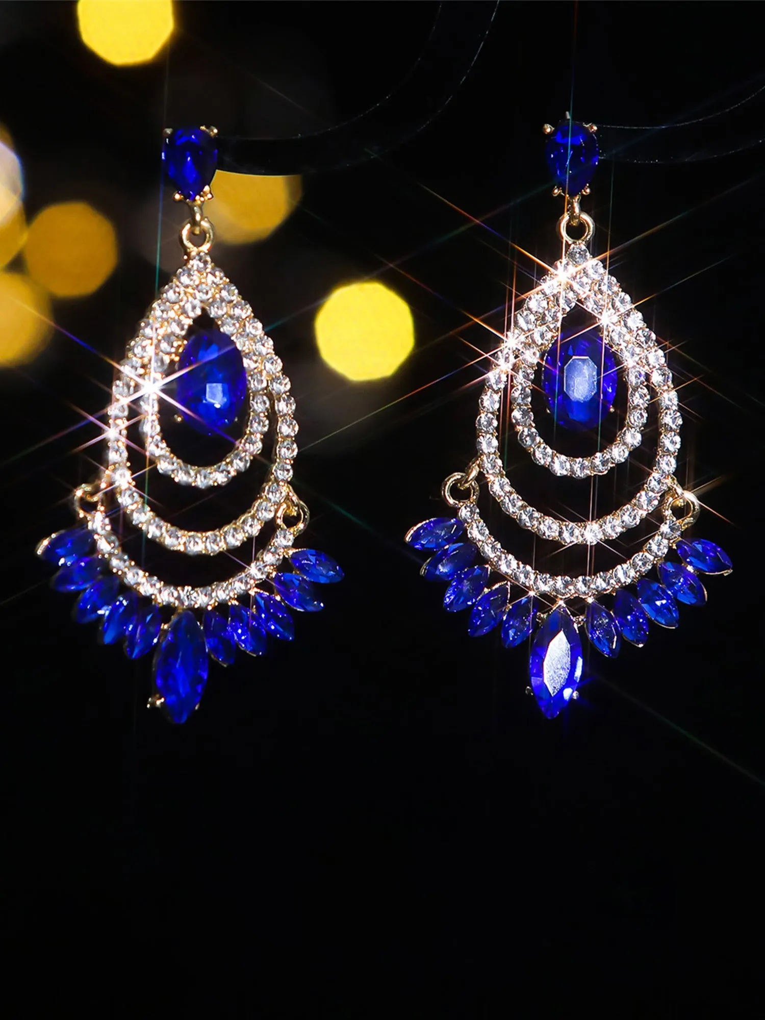 Asymmetrical Vibrant Glass Rhinestone Earrings