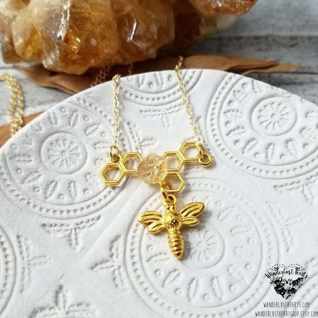 Bee honeycomb necklace