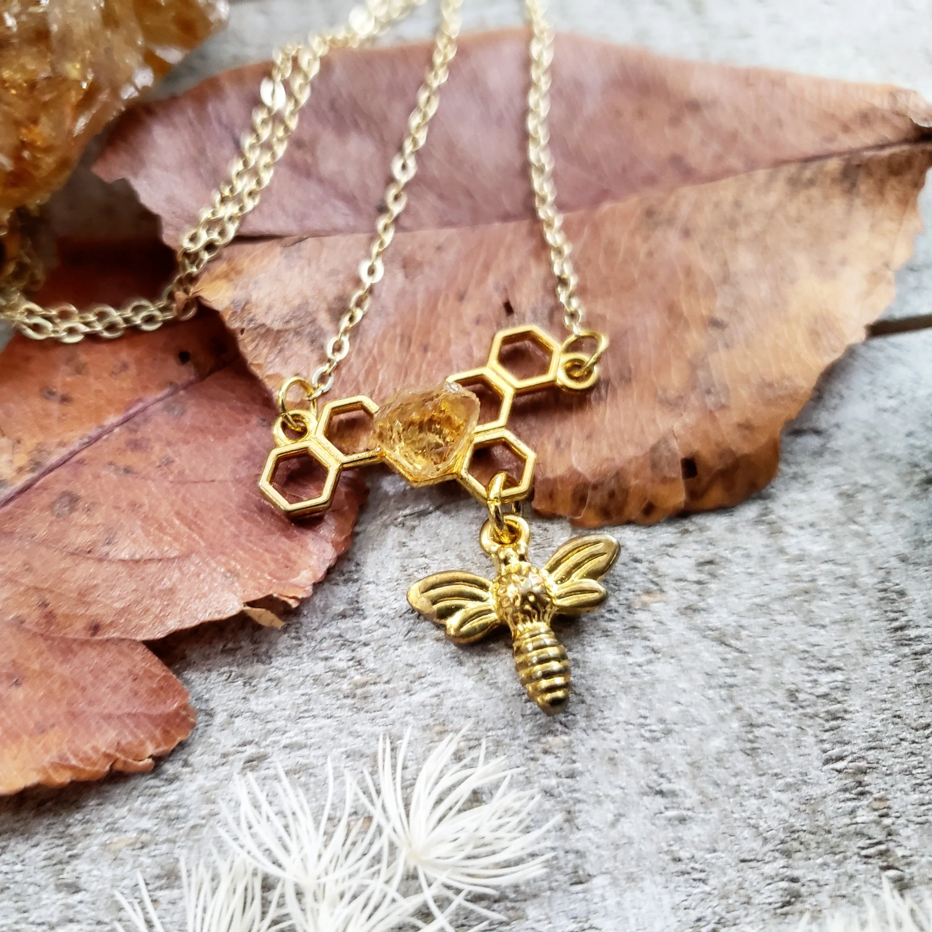 Bee honeycomb necklace