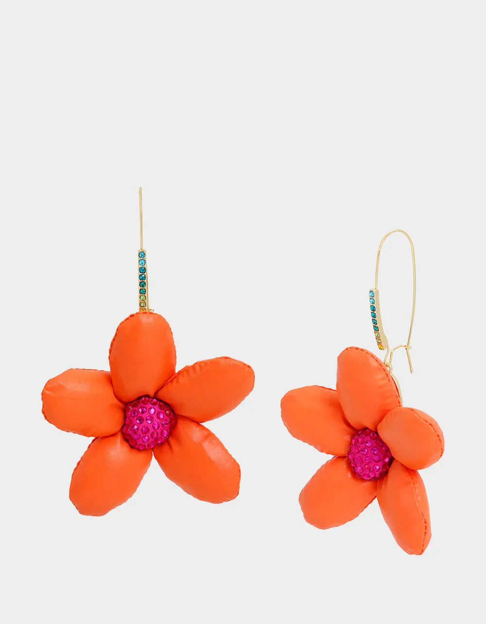 BETSEYS PUFFY FLOWERS HOOK EARRINGS ORANGE