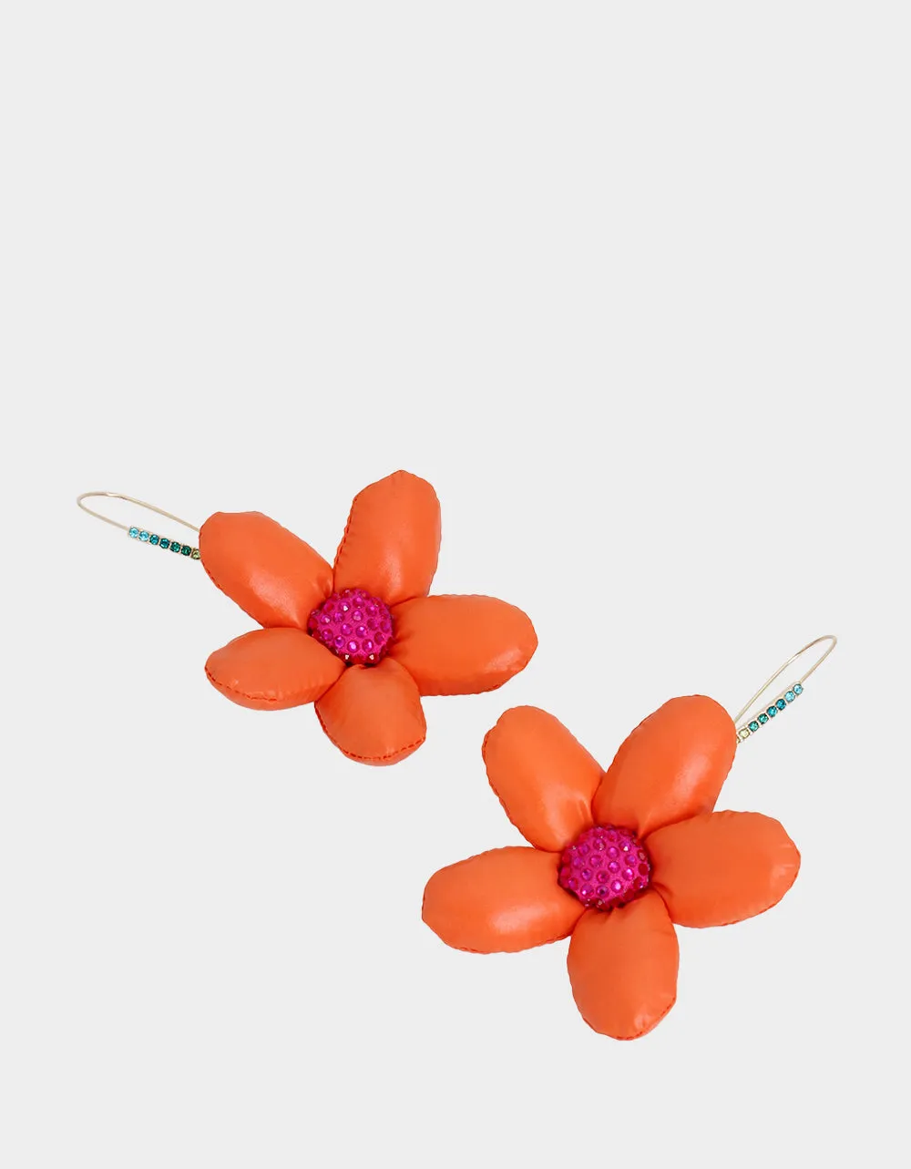 BETSEYS PUFFY FLOWERS HOOK EARRINGS ORANGE