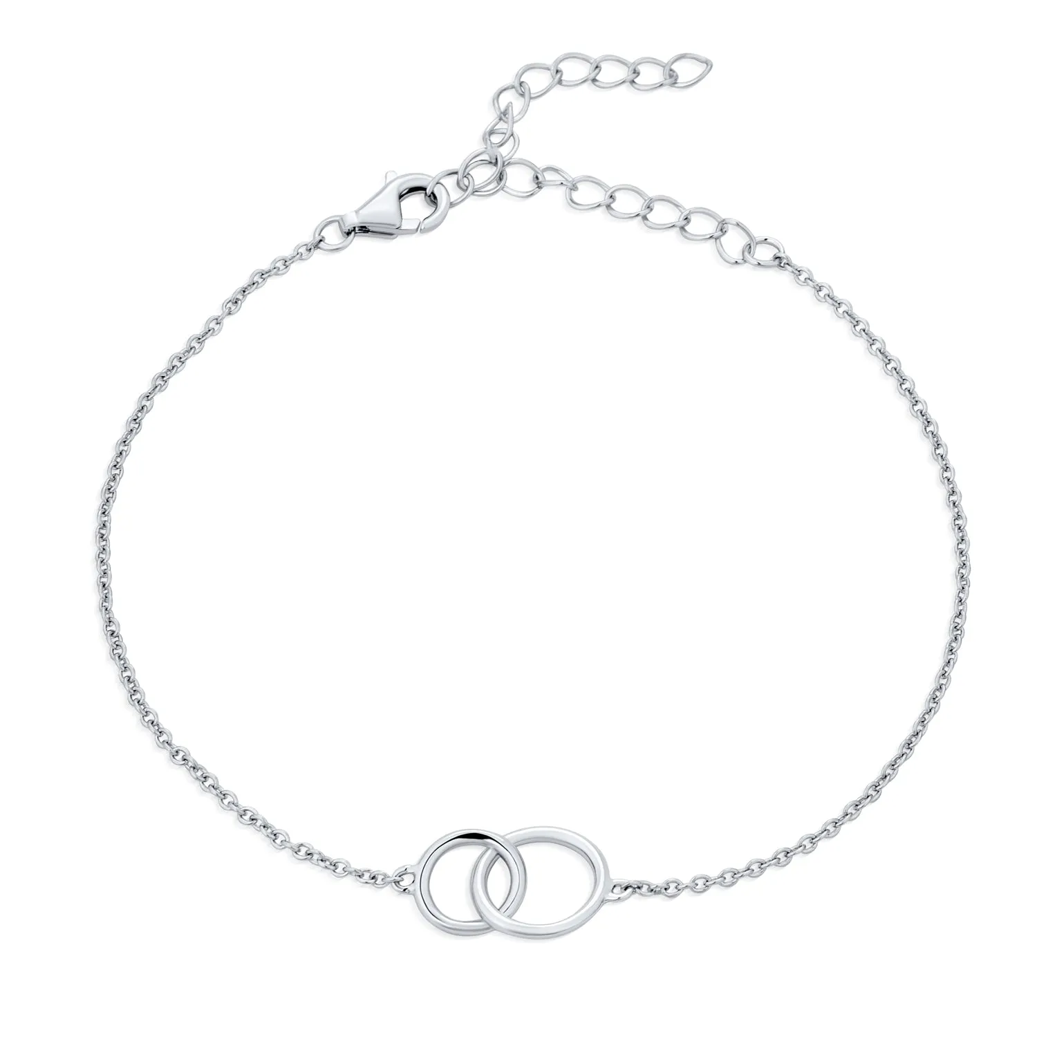 BFF Eternal Friendship Chain Link Bracelet Double Infinity Rings Sterling Silver