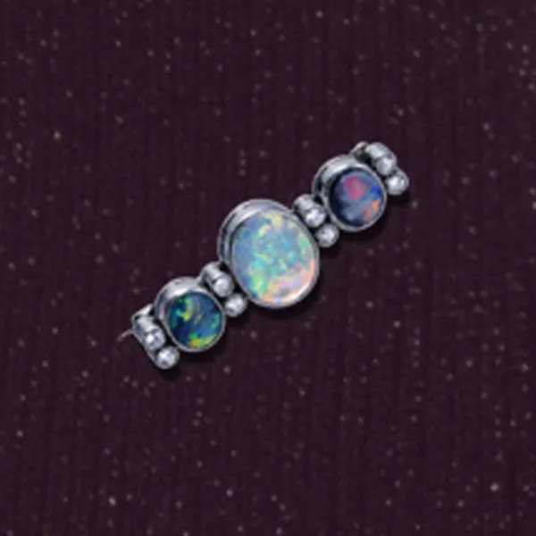 Black Opal & Diamond Pin