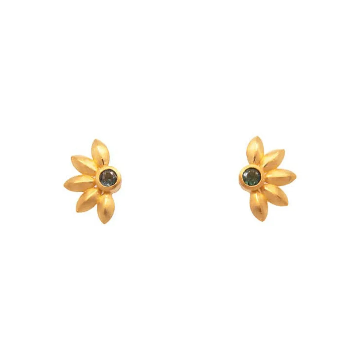 Bliss Green Tourmaline Flower 24K Gold Vermeil Earrings