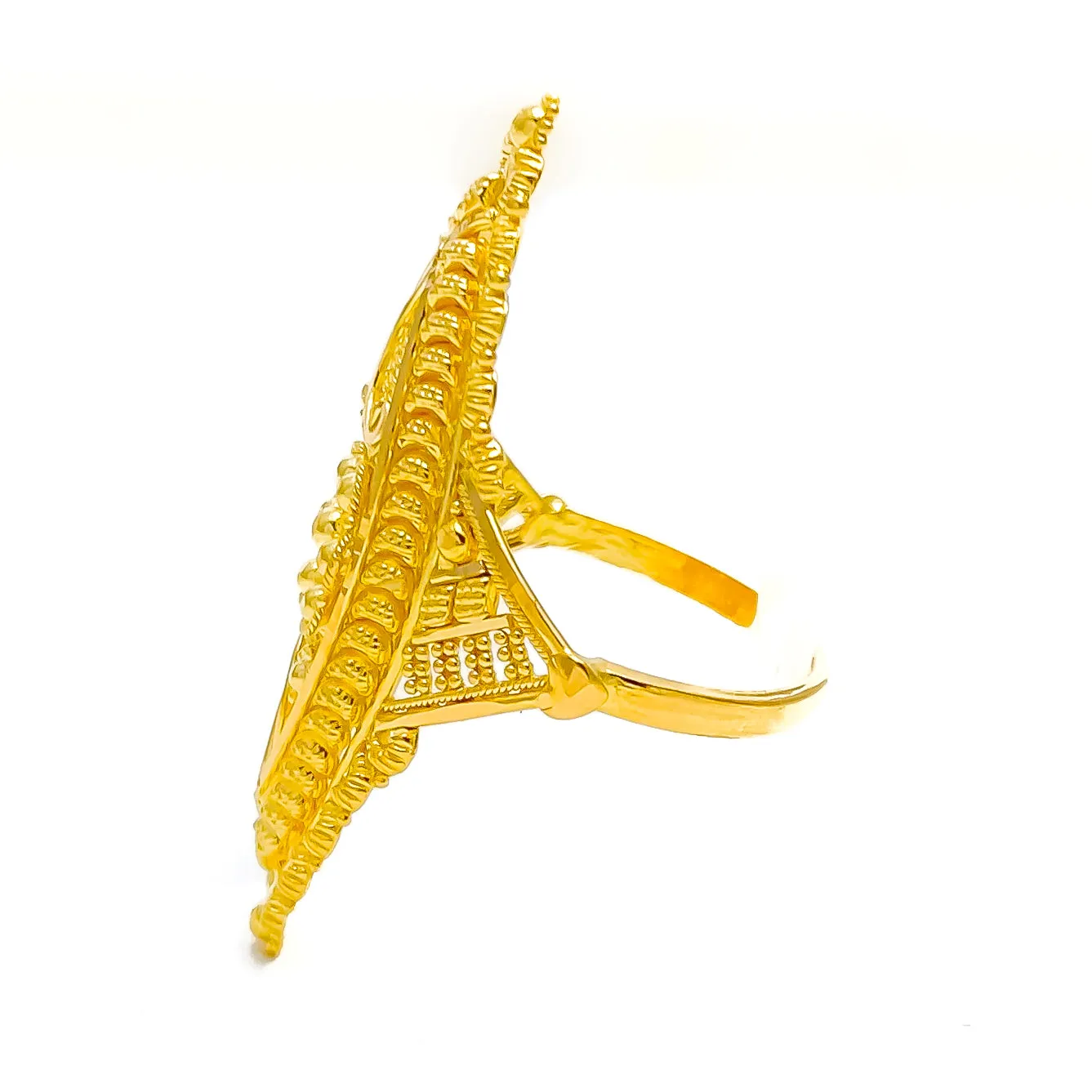 Blooming Floral 22k Gold Elongated Ring