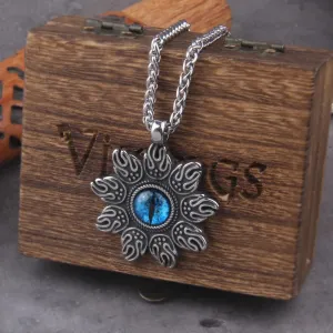 Blue Magic Eye Pendant Surrounds Fire Art Viking Necklace