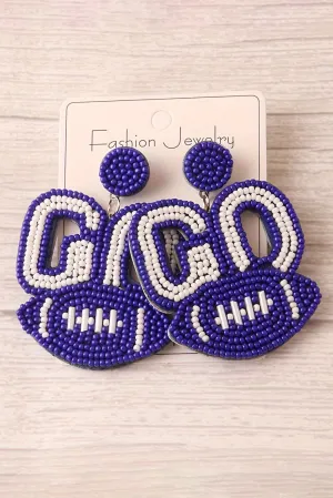 Bluing Beaded GO Baseball Shape Dropping Earrings