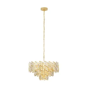 Calmeilles 63cm 10 Light Brass and Crystal Classic Feature Pendant