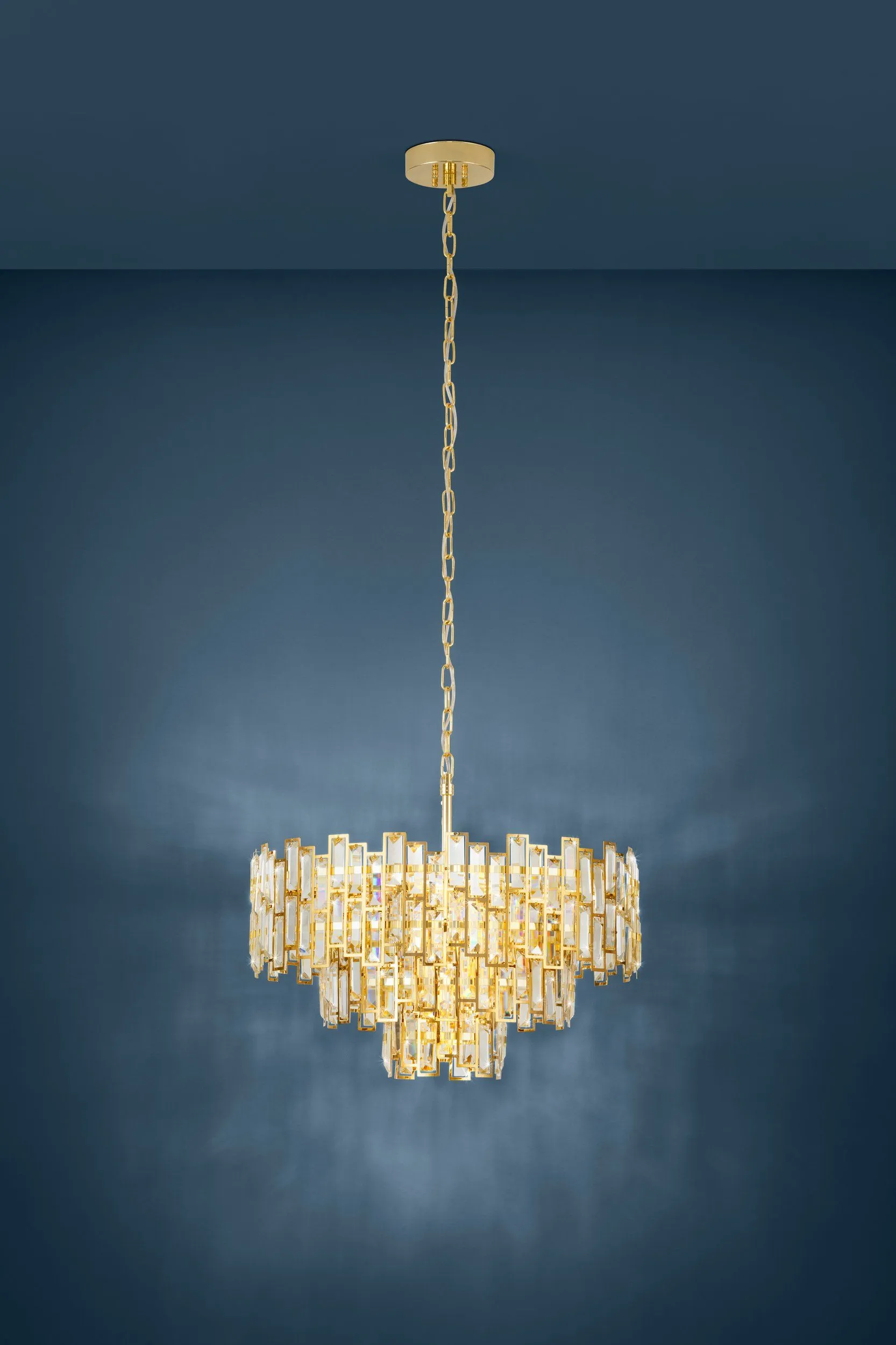 Calmeilles 63cm 10 Light Brass and Crystal Classic Feature Pendant