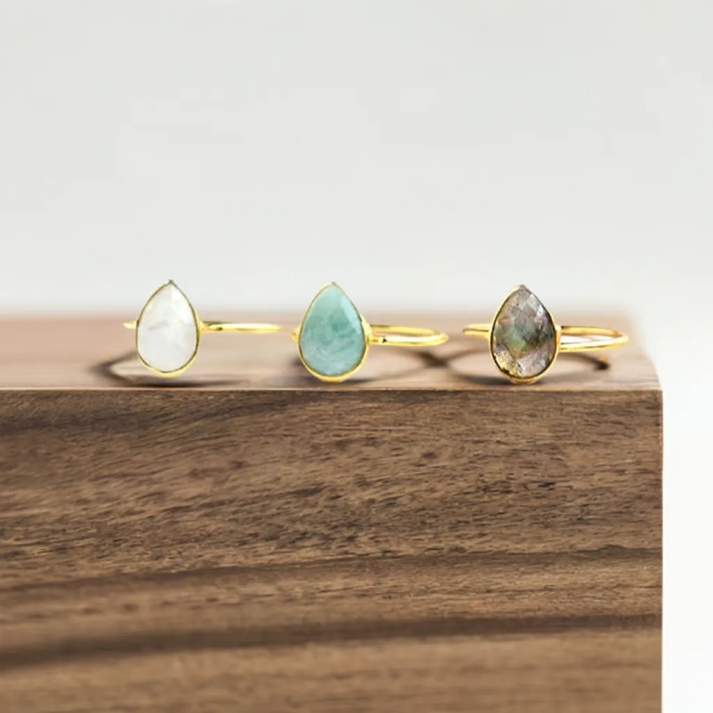 Claire Tear Drop Stone Ring