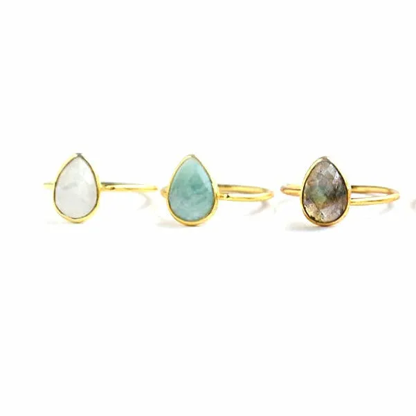 Claire Tear Drop Stone Ring