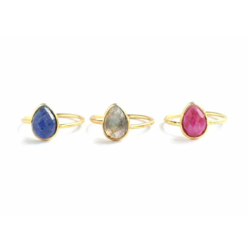 Claire Tear Drop Stone Ring