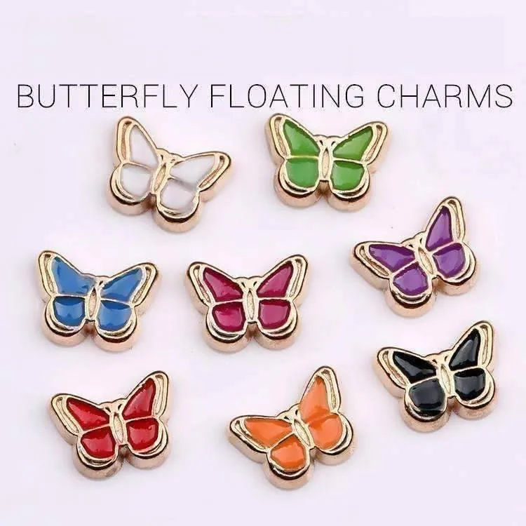 Colorful Enamel Butterfly Free Floating Charm for Charm Locket Necklaces ~ Choose Your Color