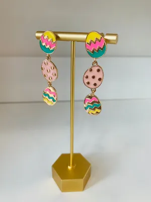 Colorful Pattern Egg Dangle Earrings