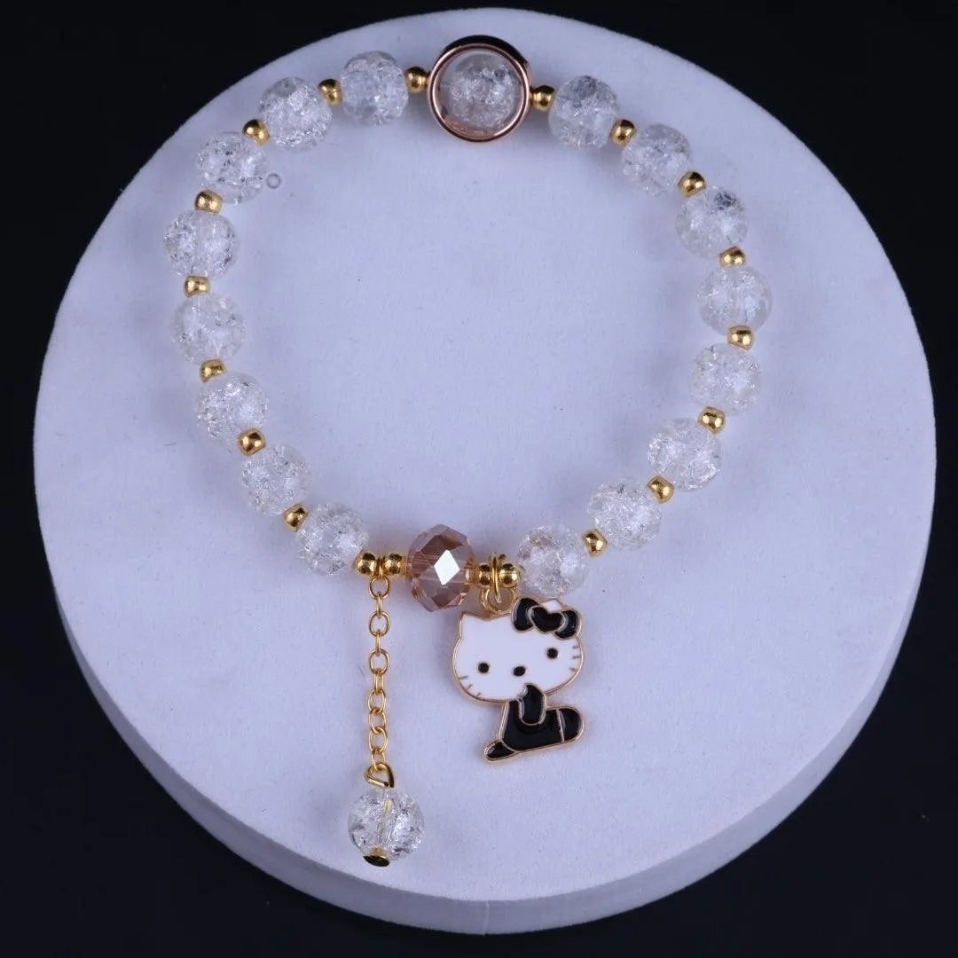 Crystal Beaded Kitty Bracelet