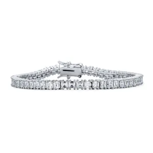 Cubic Zirconia Asscher Cut Tennis Bracelet Silver Plated for Brides and Prom