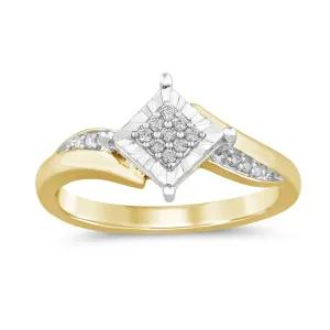 Diamond Square Look Ring in 9ct Yellow Gold