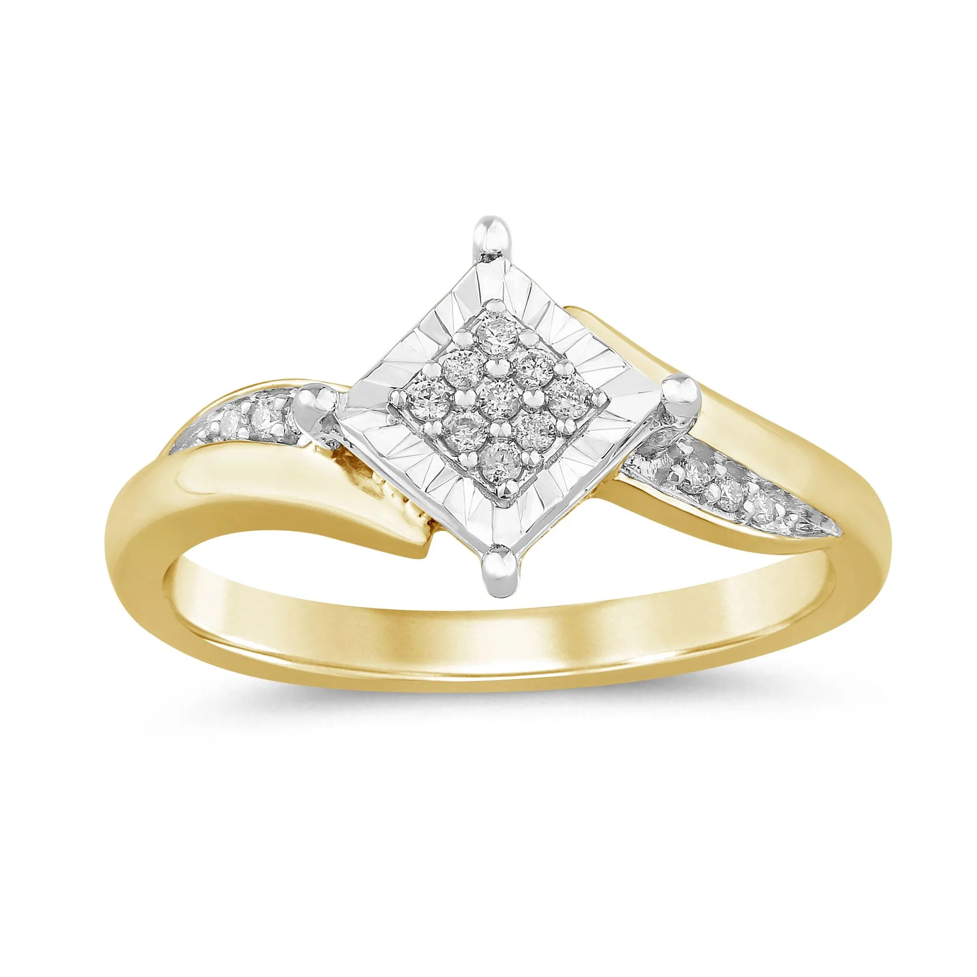 Diamond Square Look Ring in 9ct Yellow Gold