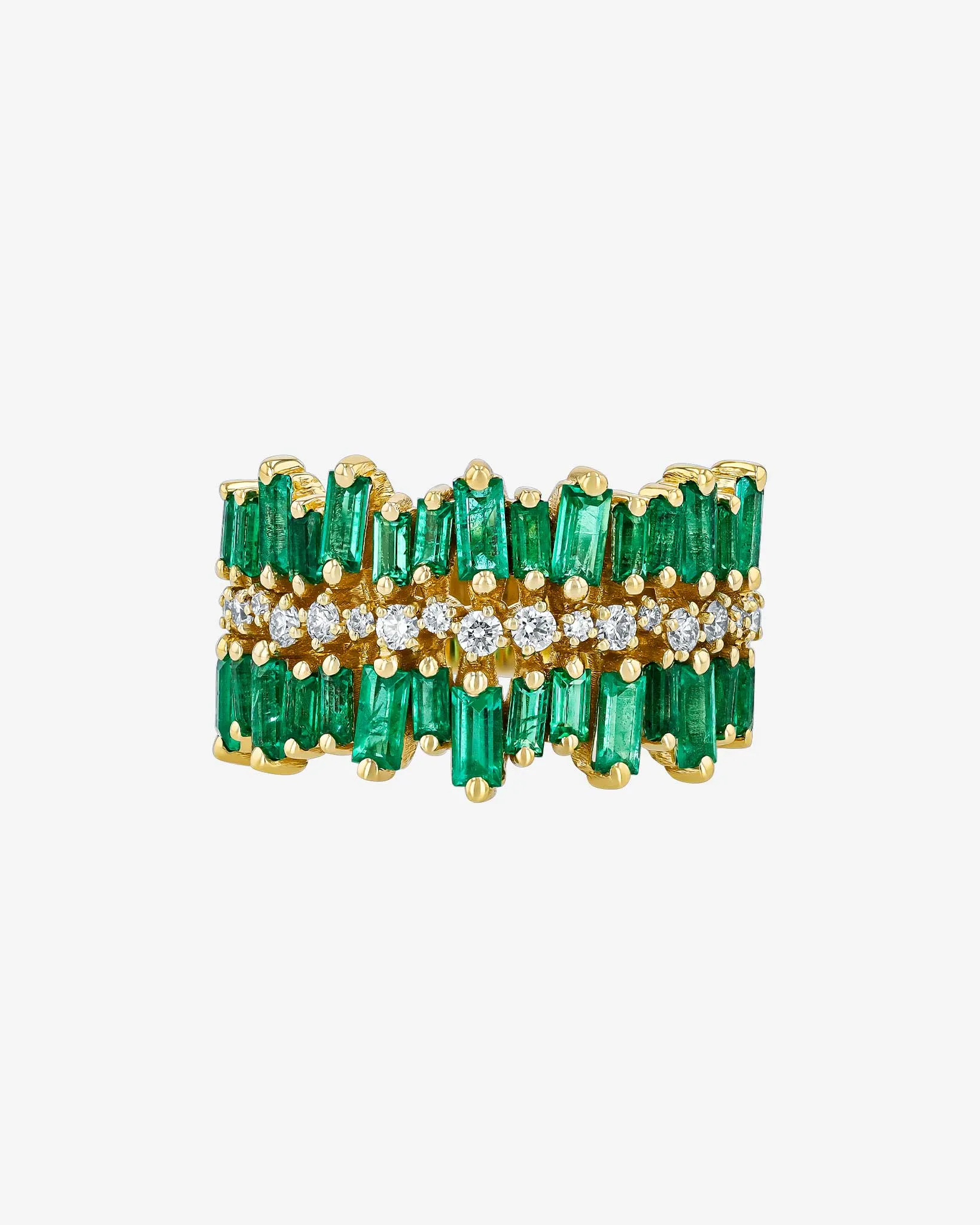 Double Short Stack Emerald Half Band