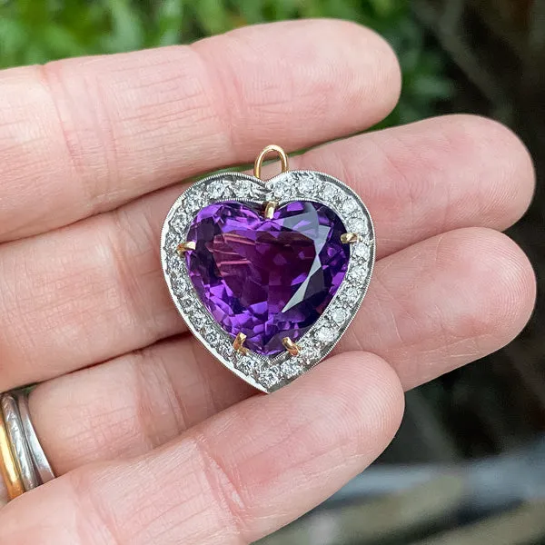 Edwardian Amethyst & Diamond Pin Pendant