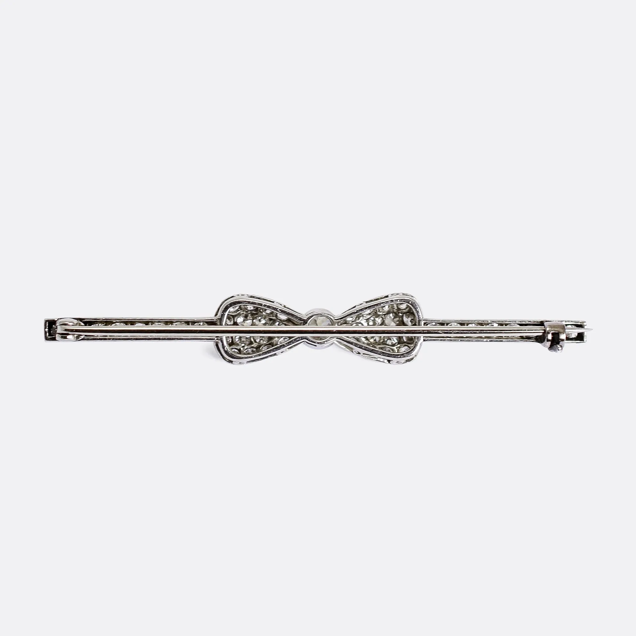 Edwardian Pavé Diamond Bow Brooch