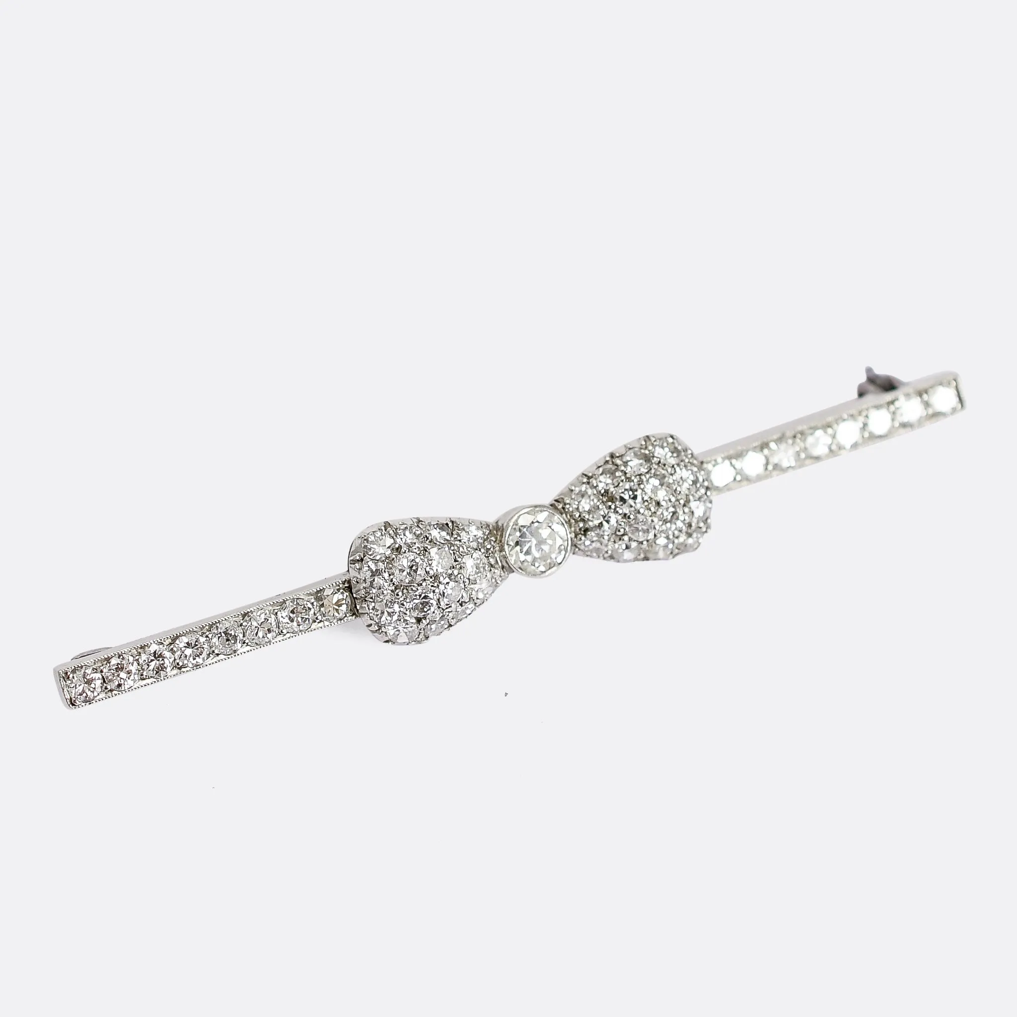 Edwardian Pavé Diamond Bow Brooch