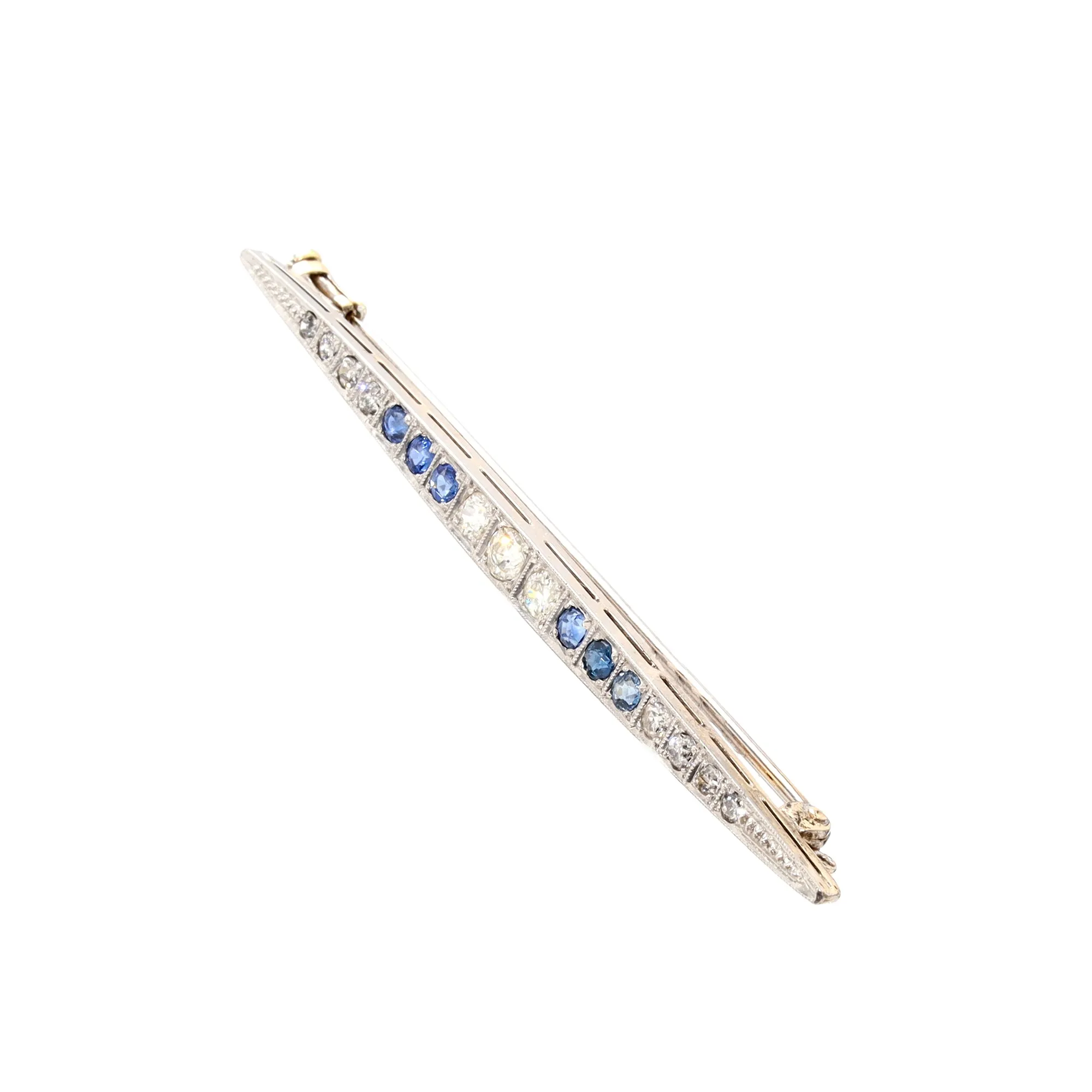 Edwardian Sapphire and Diamond Pin