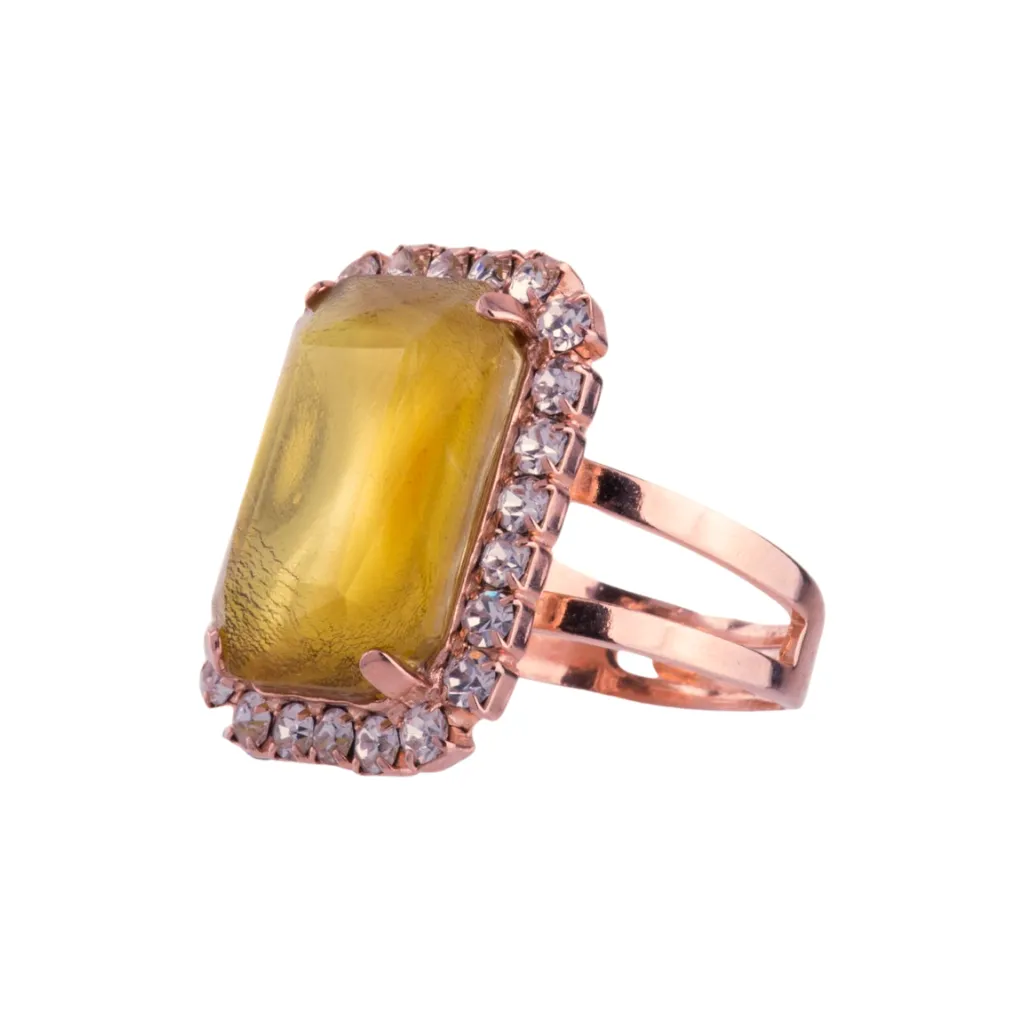 Extra Luxurious Halo Emerald Cut Ring in "Fields of Gold" *Custom*