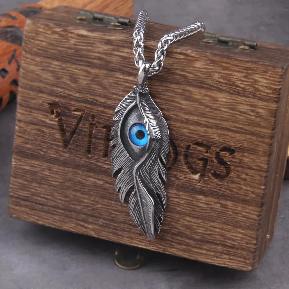 Feather Eagle Eye Claw Pendant Viking Necklace