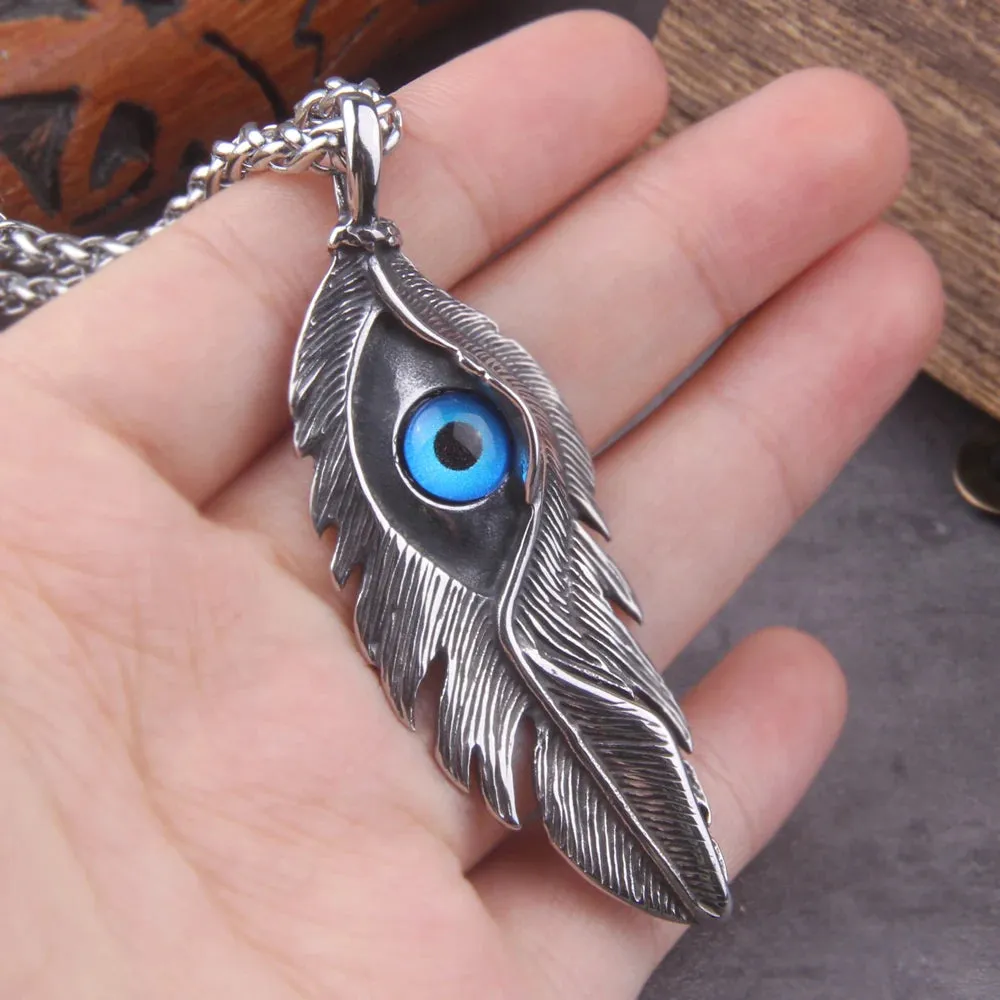 Feather Eagle Eye Claw Pendant Viking Necklace