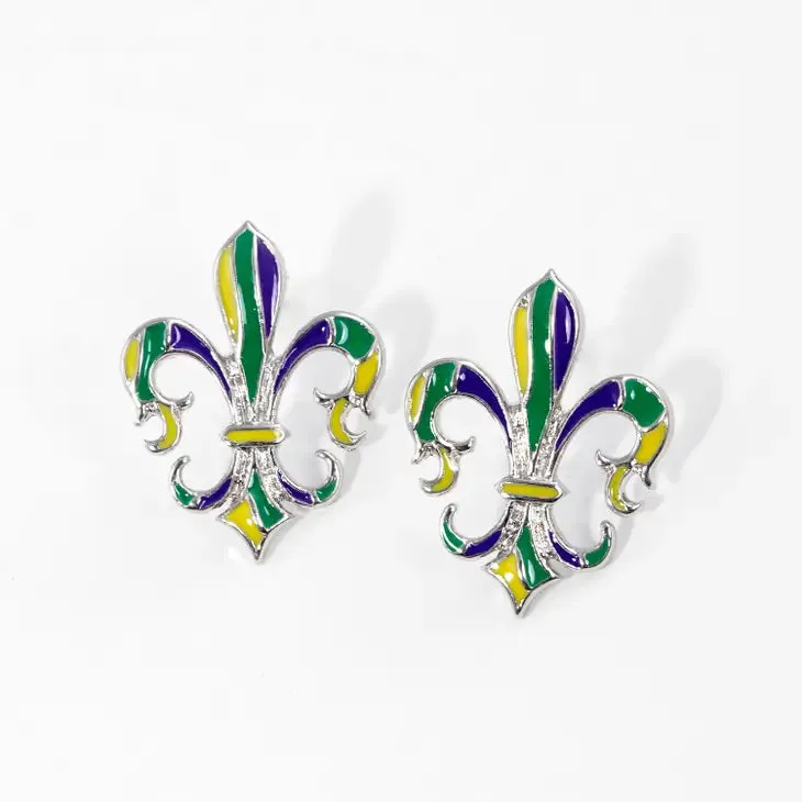 Fleur De Lis Stud Earrings Mardi Gras