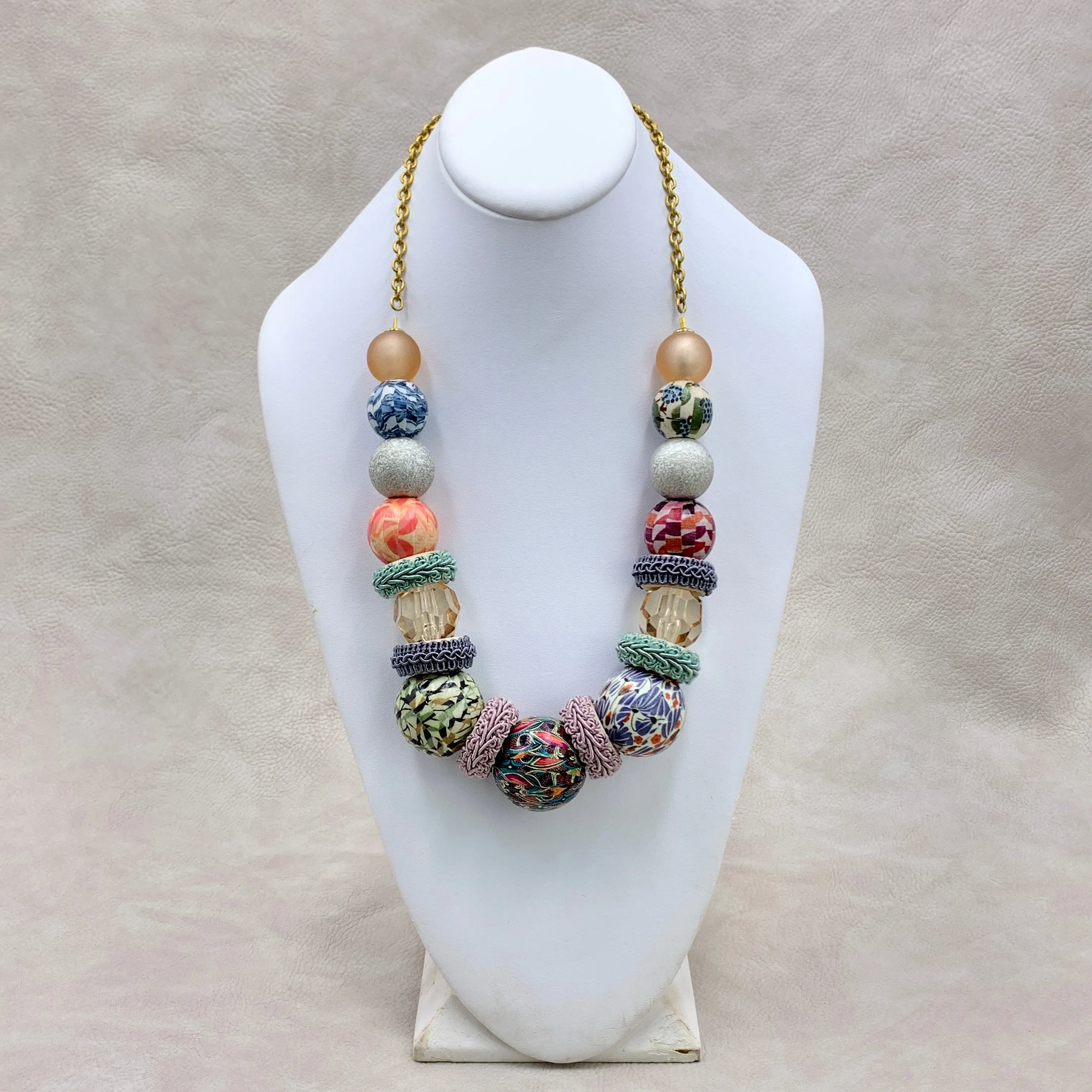 Folk Art Found Objects Bead Statement Necklace