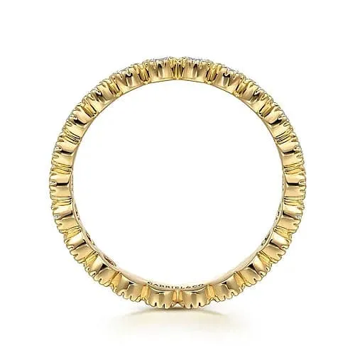 Gabriel & Co. Yellow Gold Diamond Bezel Setting Eternity Stackable Ladies Ring